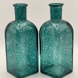 Vidrios San Miguel Recycled Glass Aqua Bottle Vases – Set of 2